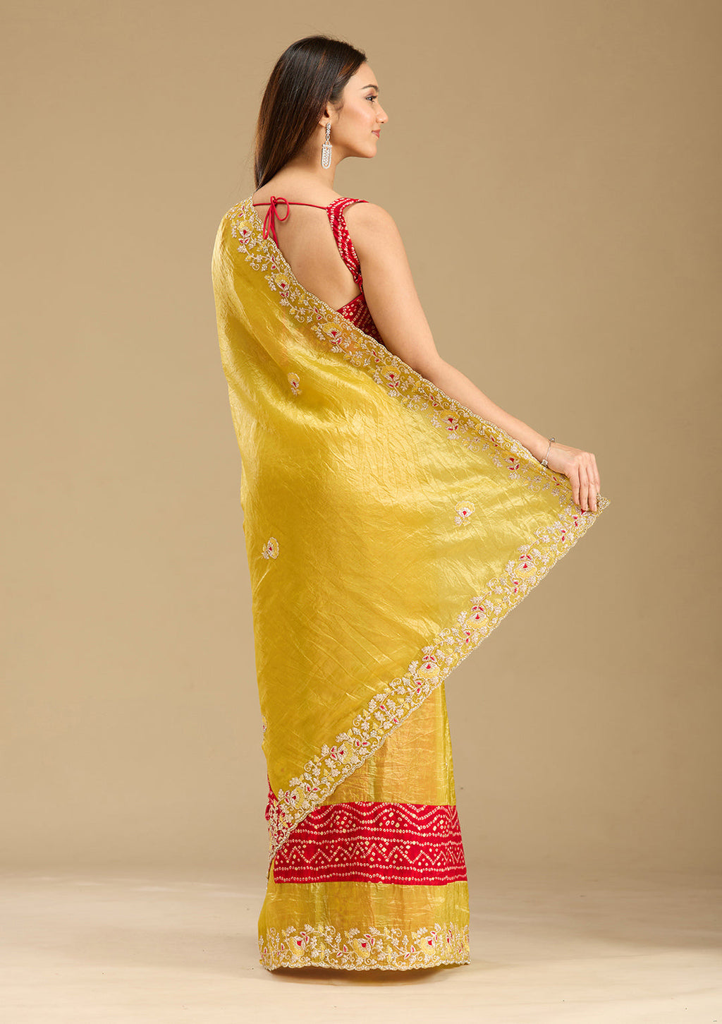 Umasutra tissue saree back view 