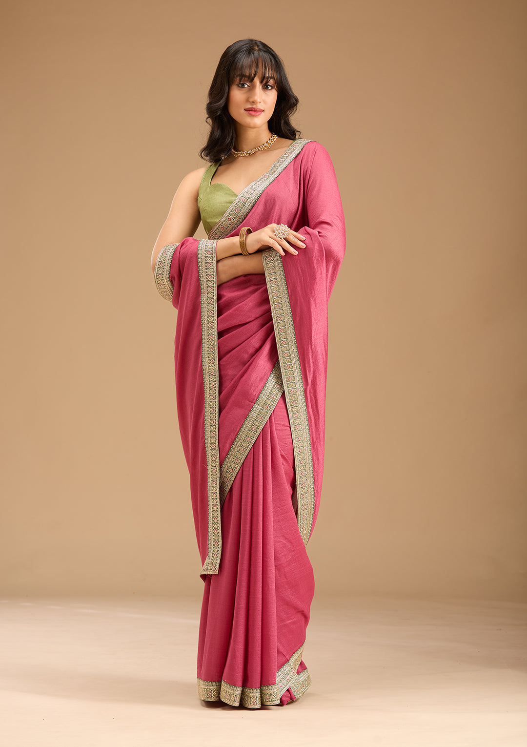 Umasutra saree pink full 